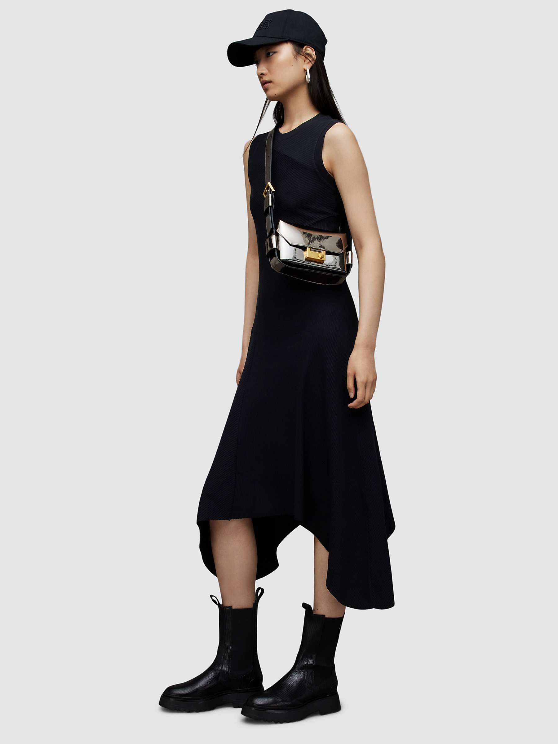 Buy AllSaints Gia Asymmetric Hem Midi Dress Online at johnlewis.com