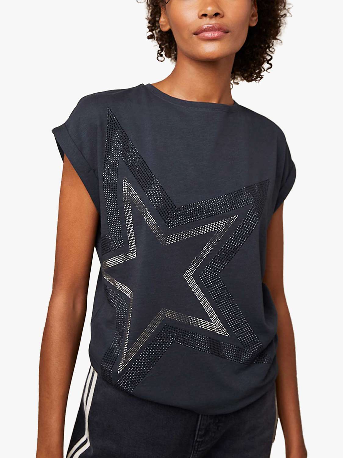 Buy Mint Velvet Studded Star T-Shirt, Grey Online at johnlewis.com