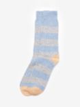 Barbour Houghton Wool Blend Striped Socks, One Size, Grey/Blue
