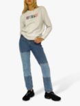 French Connection Humain Organic Cotton Embroidered Sweatshirt, Dove Grey