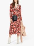 Ted Baker Isbeil Leopard Print Belted Midi Dress, Coral/Multi
