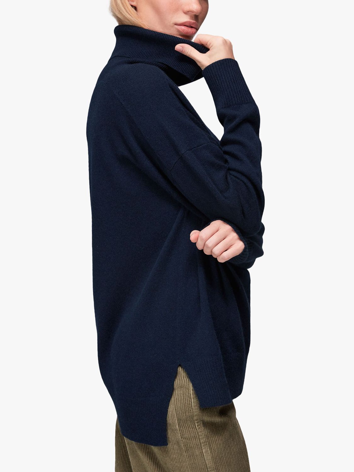 Navy Cashmere Roll Neck Jumper, WHISTLES