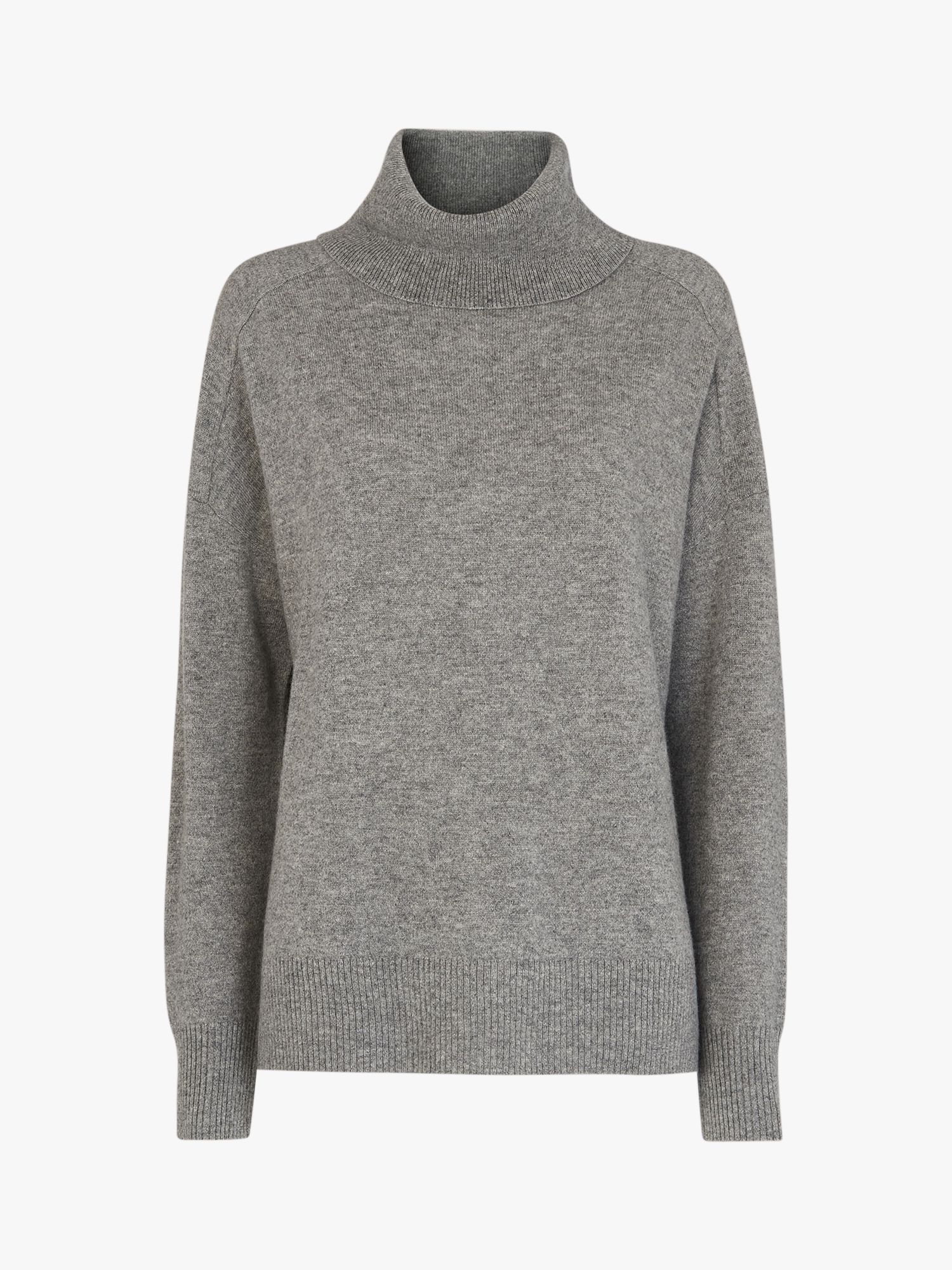 Whistles Cashmere Roll Neck Jumper, Mid Grey at John Lewis & Partners