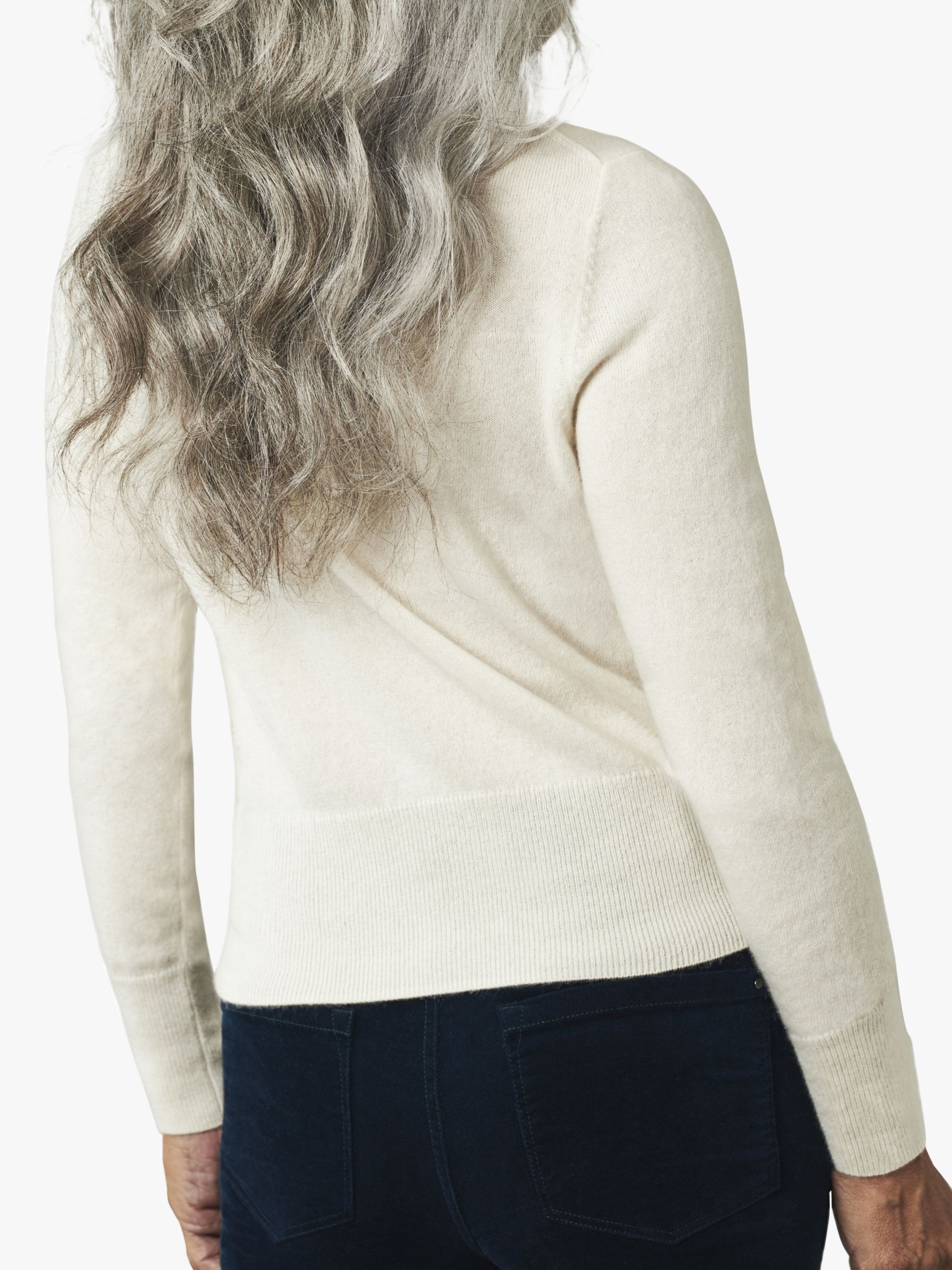Pure Collection Cropped Cashmere Sweater, Soft White, 8