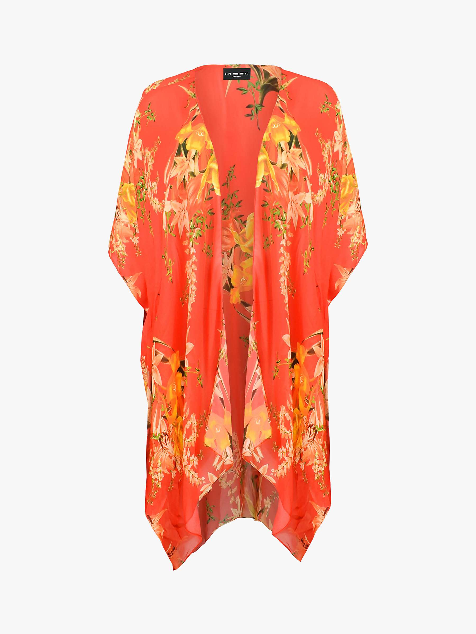 Buy Live Unlimited Curve Floral Print Kimono, Red/Multi Online at johnlewis.com