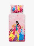 Disney Princesses Reversible Pure Cotton Duvet Cover and Pillowcase Set, Single, Pink/Multi
