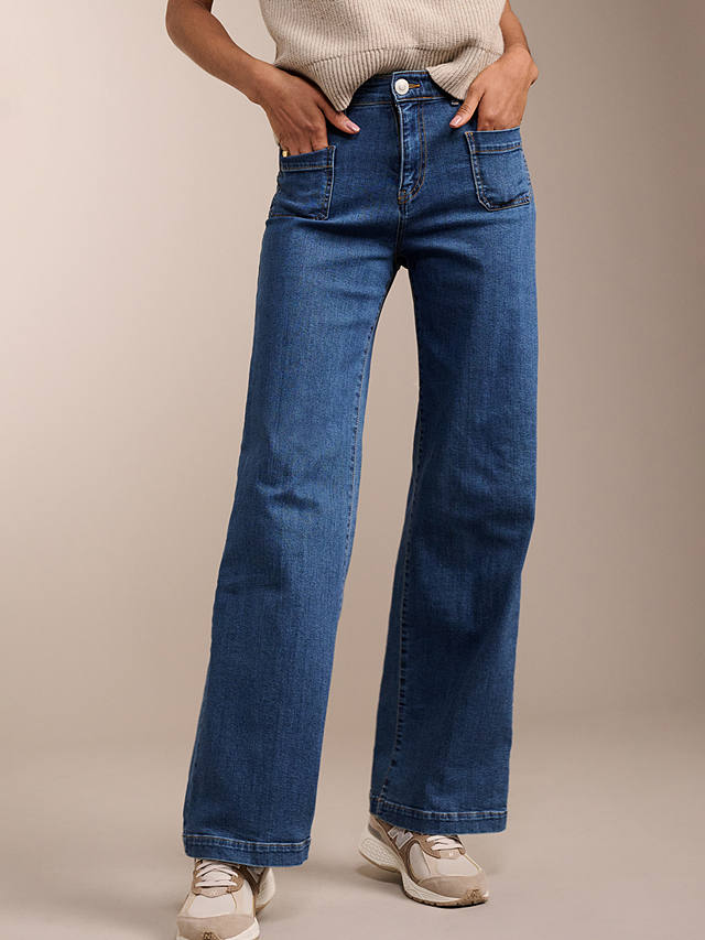 Baukjen Lou Organic Cotton Wide Leg Jeans, Washed Indigo