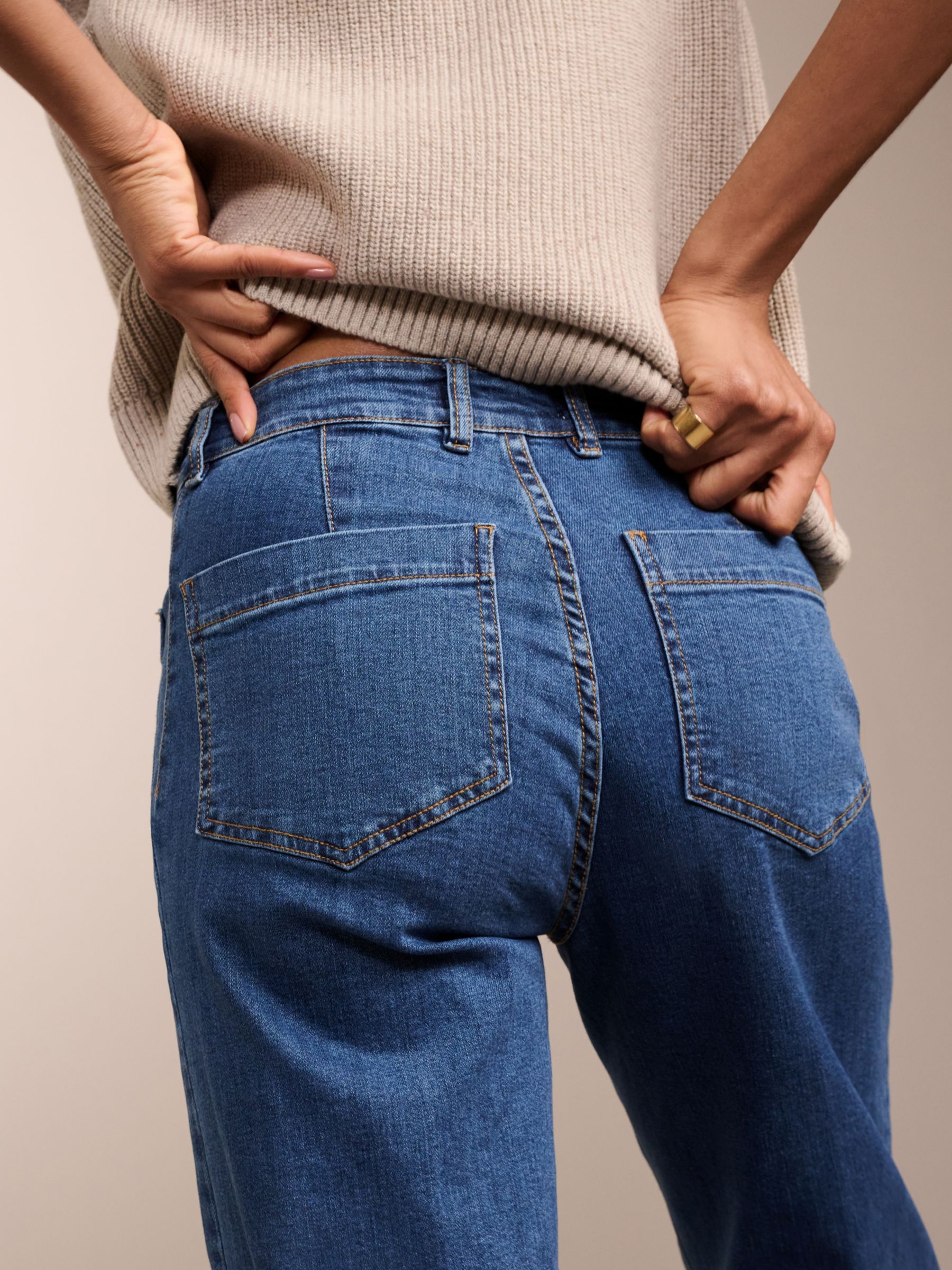 Baukjen Lou Organic Cotton Wide Leg Jeans, Washed Indigo, 6