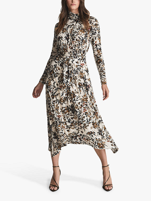 Reiss Bobby Floral Print Midi Dress, Multi at John Lewis & Partners