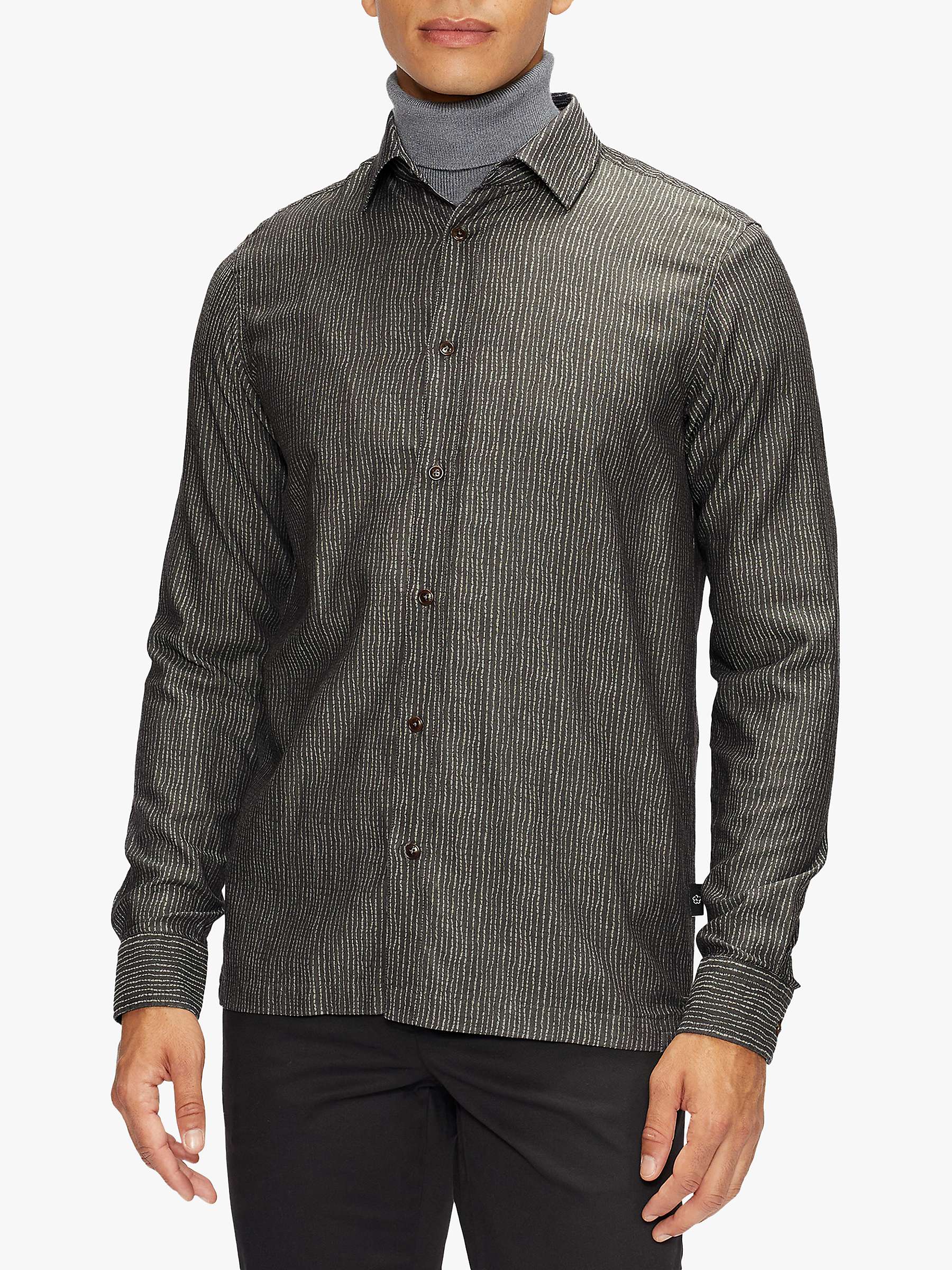 Buy Ted Baker Clasrom Abstract Stripe Shirt, Black Online at johnlewis.com
