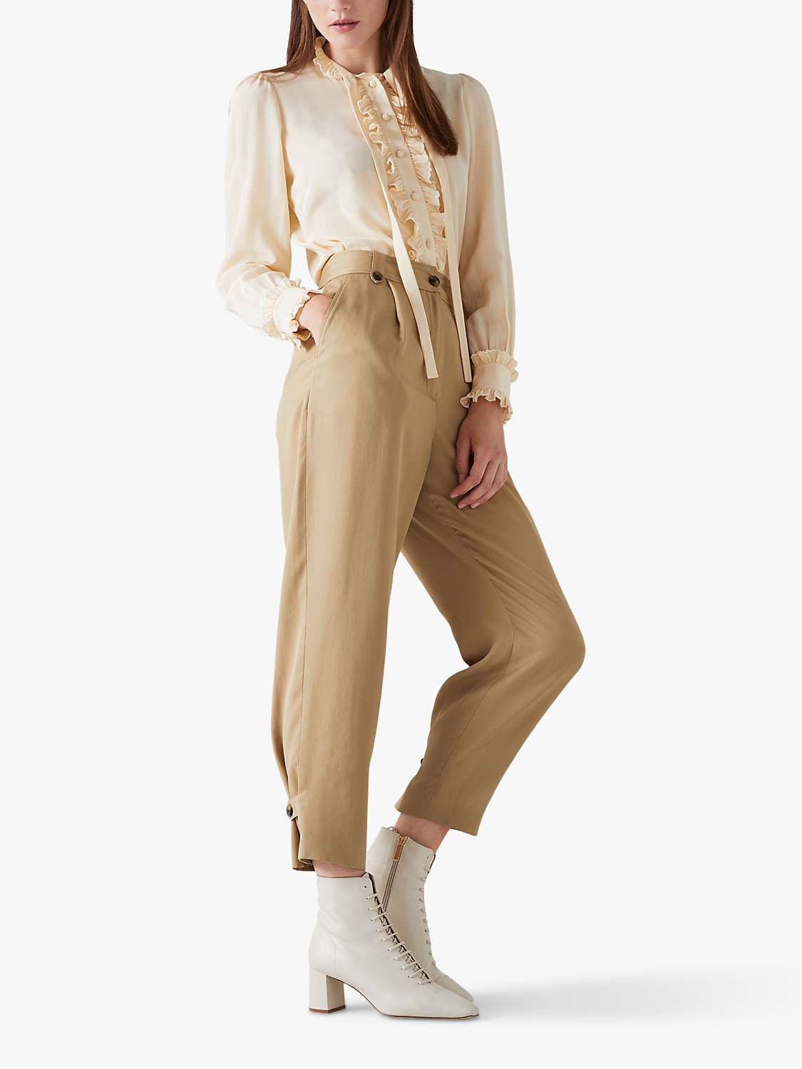 Buy L.K.Bennett Amy Pleated Trousers, Camel Online at johnlewis.com