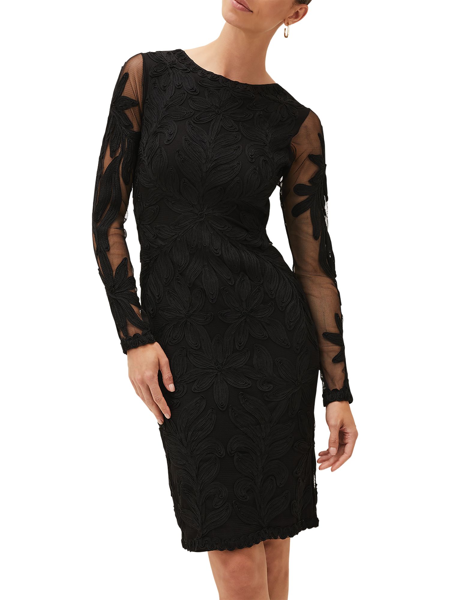 Phase Eight Isobel Tapework Detail Dress, Black at John Lewis & Partners