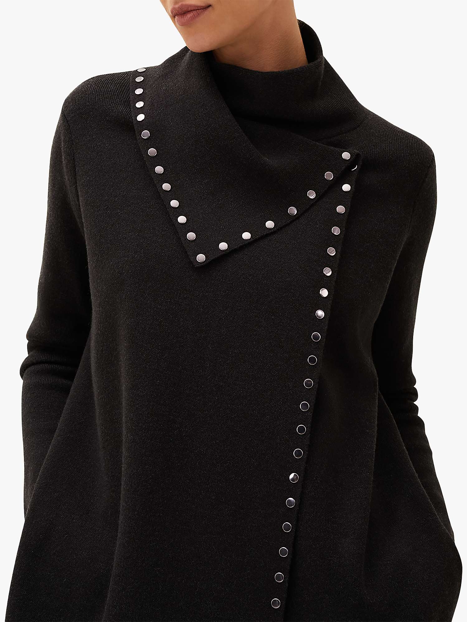 Buy Phase Eight Paloma Studded Knit Coatigan, Charcoal Online at johnlewis.com