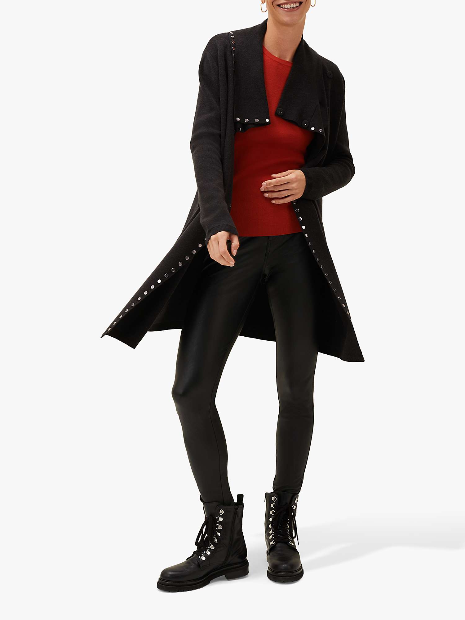 Buy Phase Eight Paloma Studded Knit Coatigan, Charcoal Online at johnlewis.com