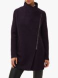 Phase Eight Byanca Zip Up Knit Coat, Blackcurrant, Blackcurrant