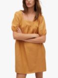 Mango Nature Puff Sleeve Mini Tunic Dress, Saffron