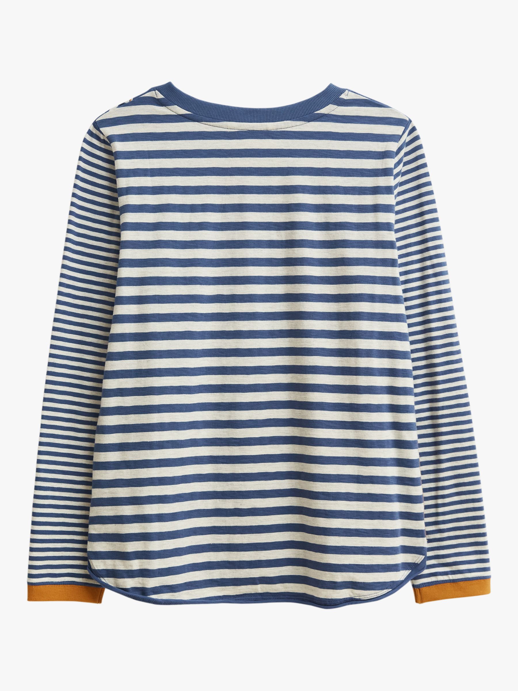 White Stuff Cassie Stripe and Leaves Print Long Sleeve Cotton T-Shirt ...