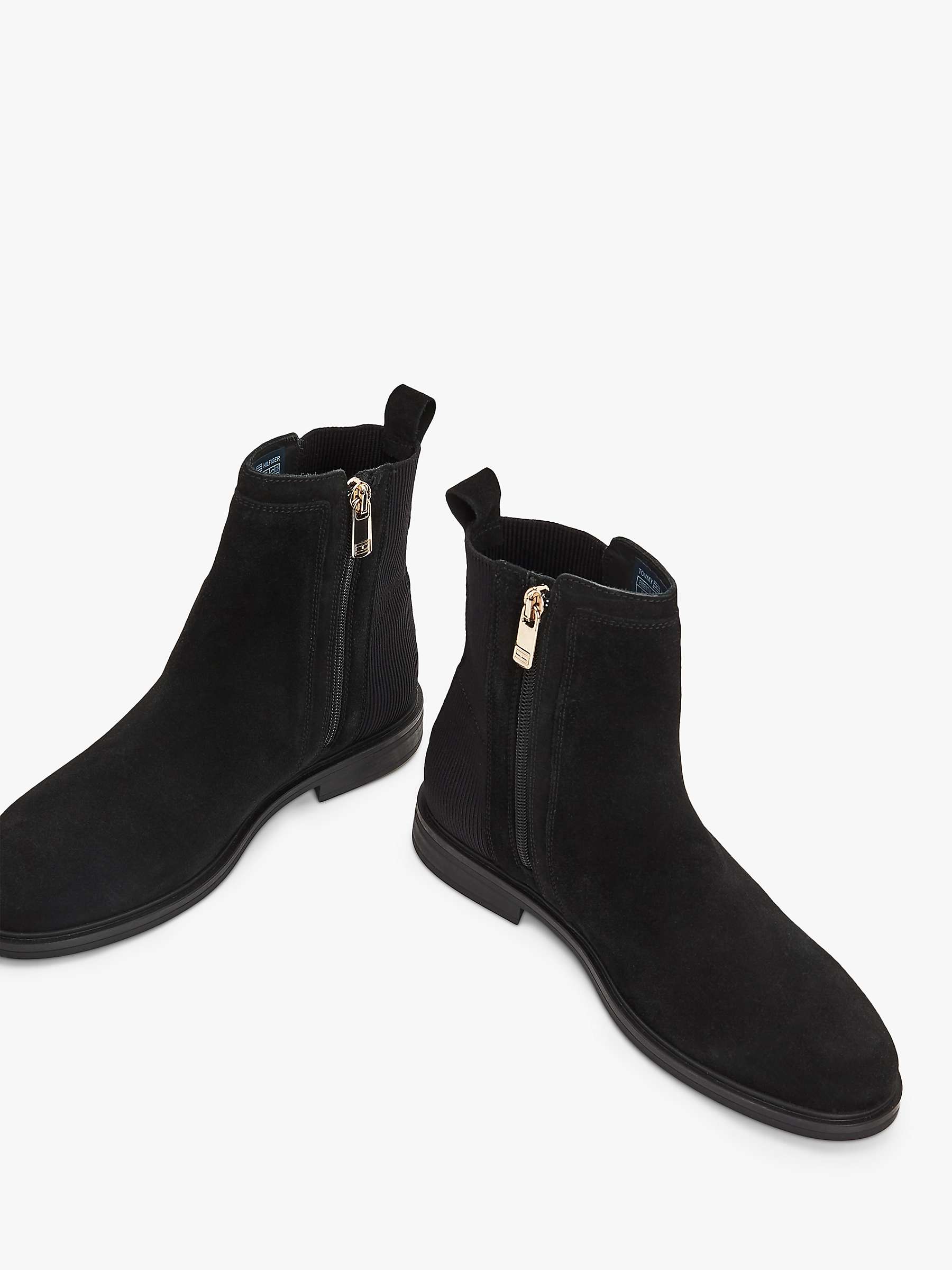 Tommy Hilfiger Suede Chelsea Boots, Black at John Lewis & Partners