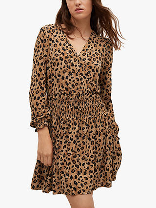 Mango Moss Leopard Print Dress, Medium Brown