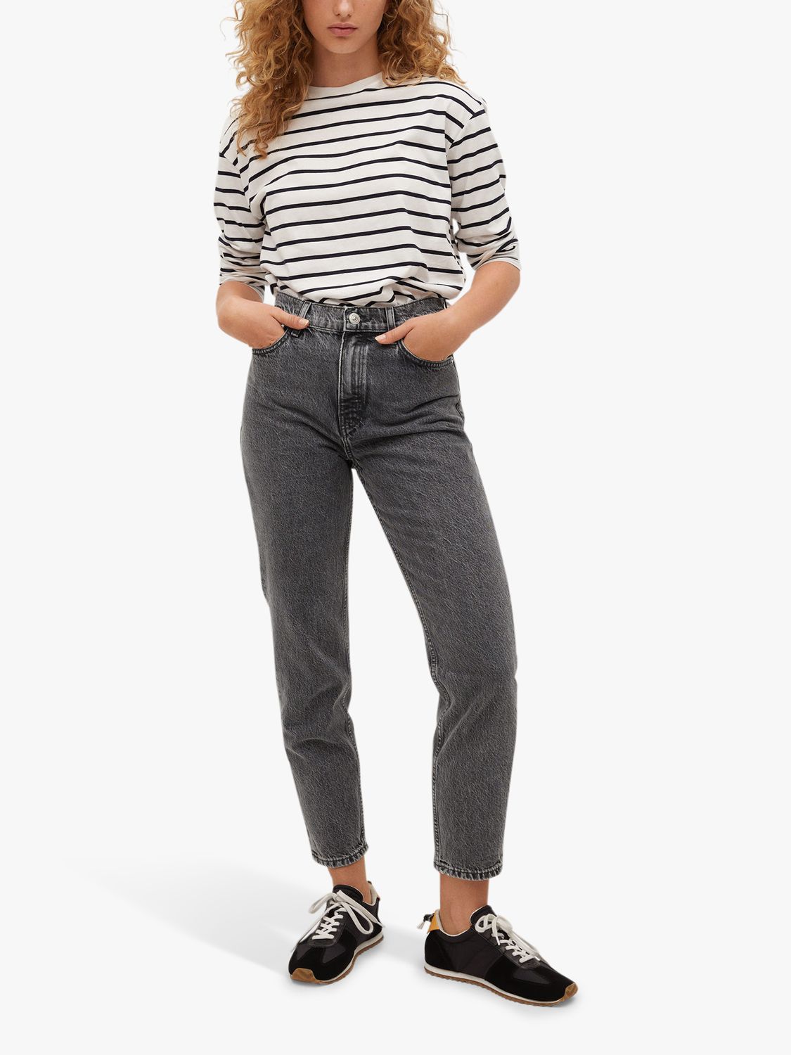 Mango Mom Fit Jeans, Open Grey at John Lewis & Partners