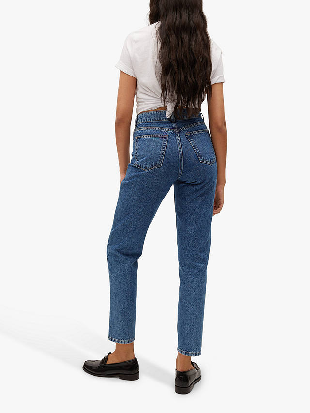 Mango Mom Fit High Waist Jeans, Mid Open Blue at John Lewis & Partners