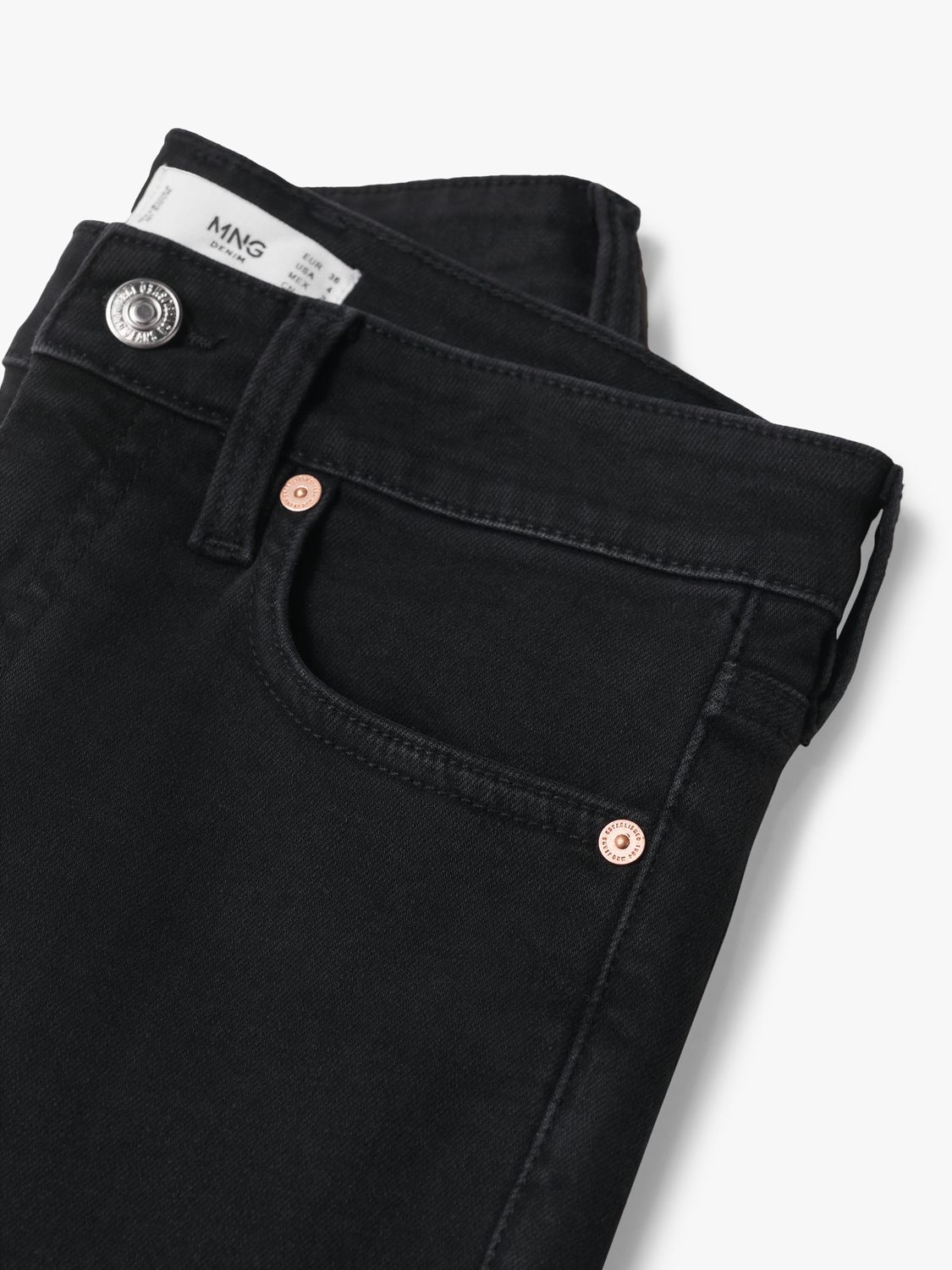 Mango Isa Crop Skinny Jeans, Black at John Lewis & Partners