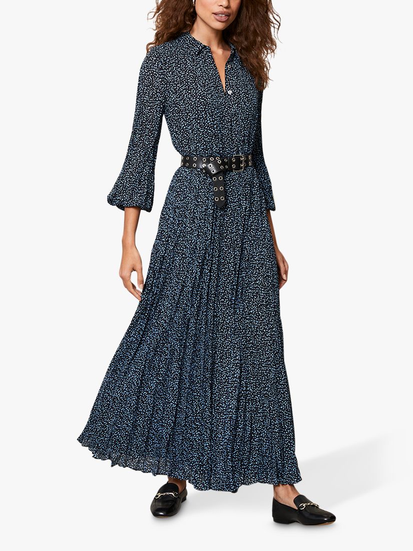 Mint Velvet Teagan Spot Print Maxi Shirt Dress, Blue at John Lewis