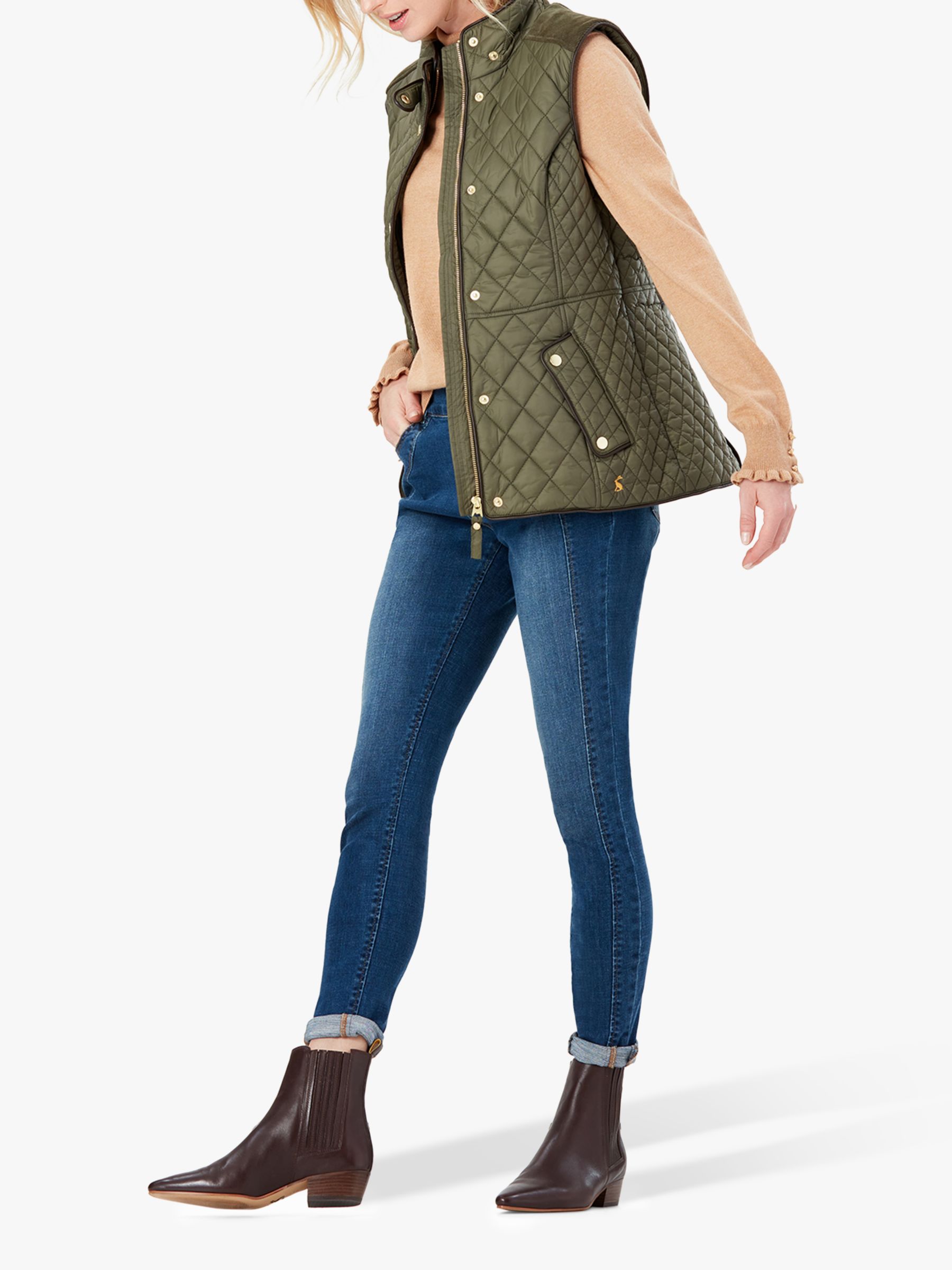 Joules Frinton Quilted Gilet, Grape Leaf, 8