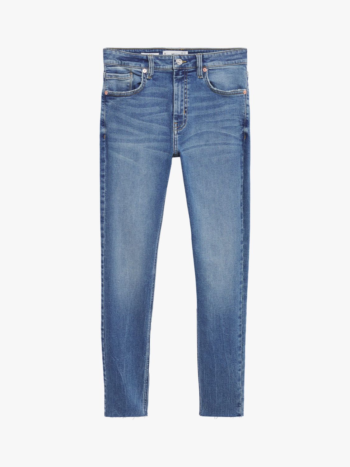 Mango Isa Crop Skinny Jeans, Blue at John Lewis & Partners