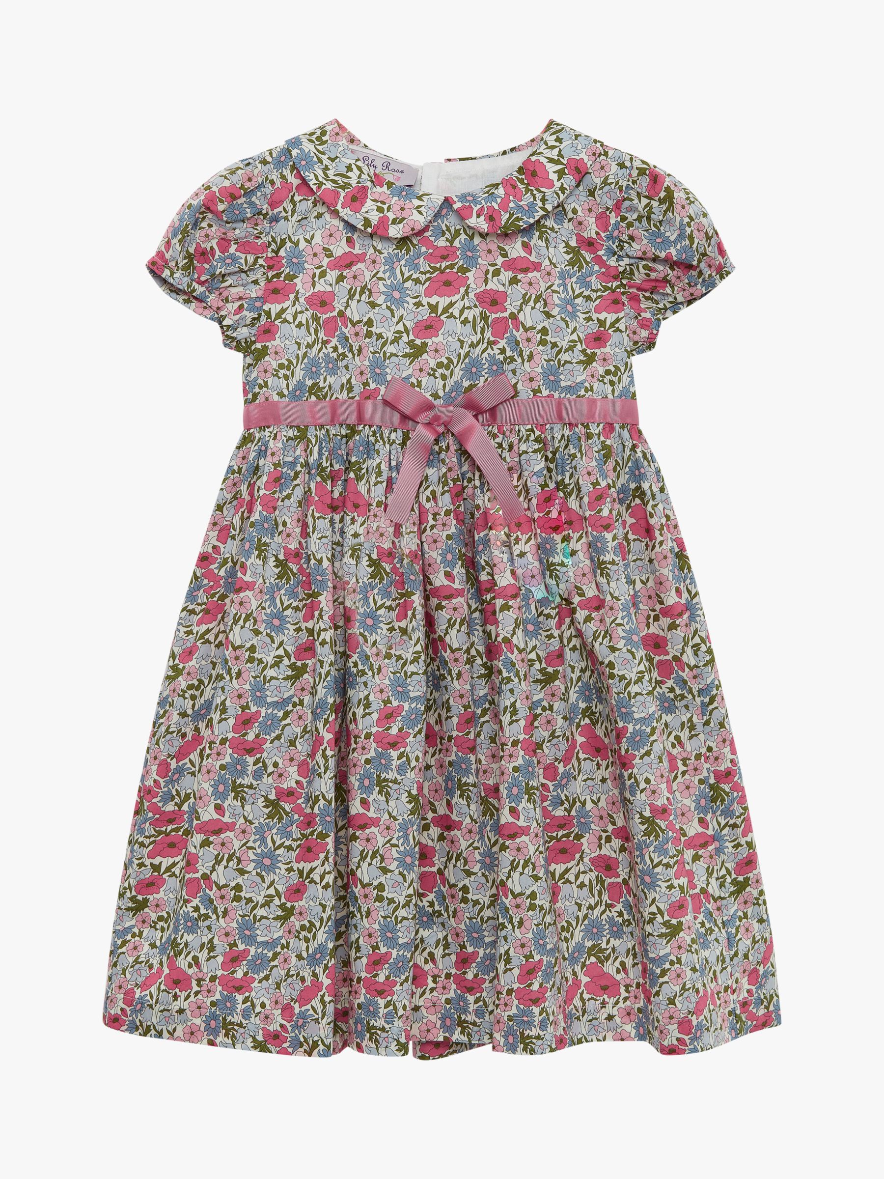 Trotters Lily Rose Poppy Kids' Cotton Dress, Pink Poppy, 2 years