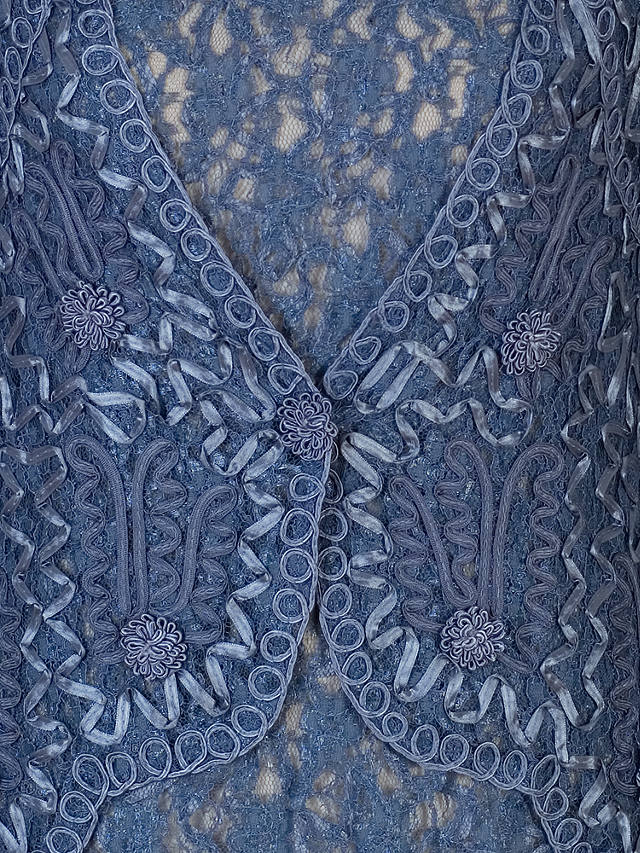Chesca Lace Cornelli Embroidered Trim Jacket, Bluebird