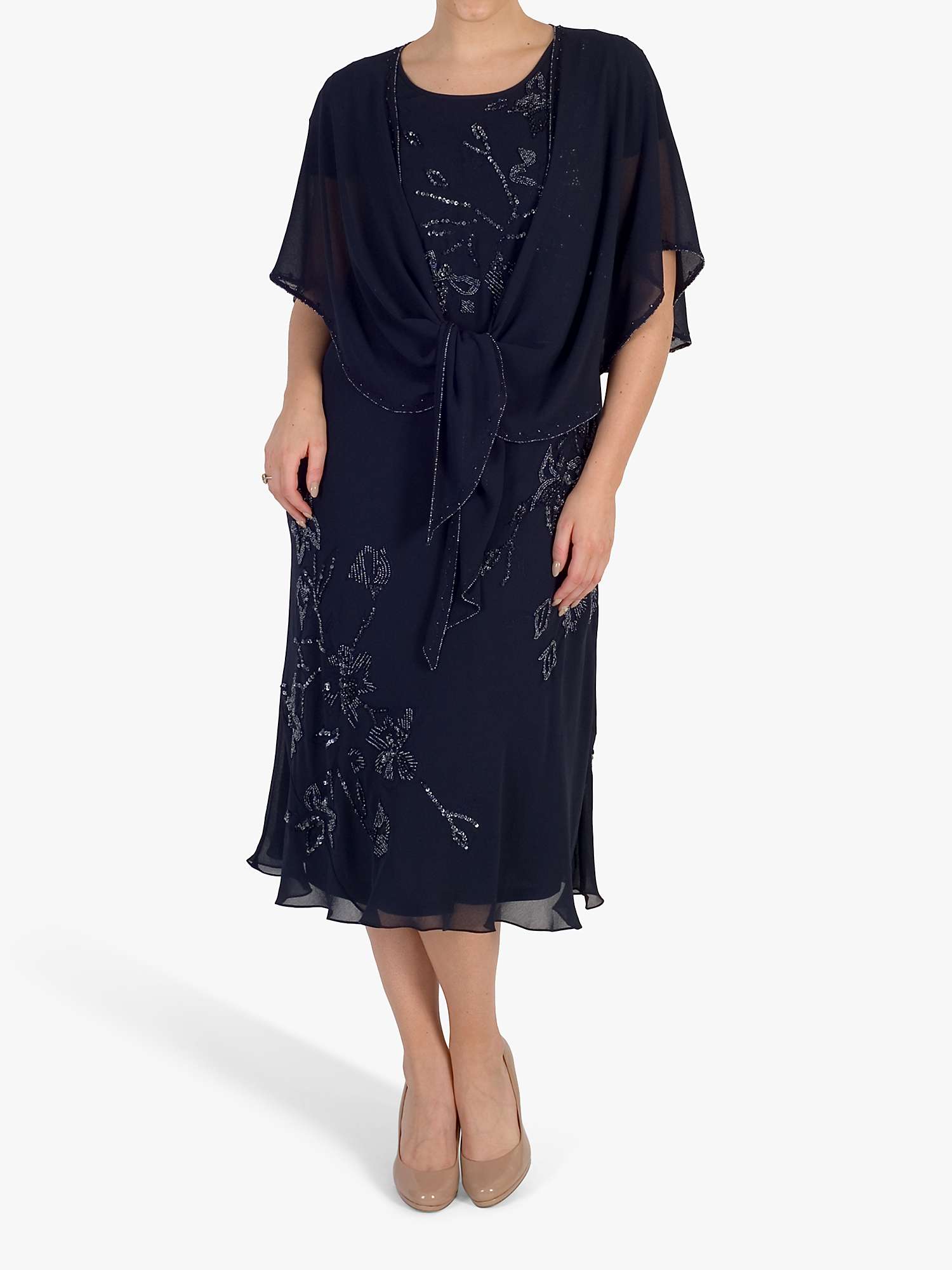 Buy Chesca Lily Beaded Shawl, Navy Online at johnlewis.com