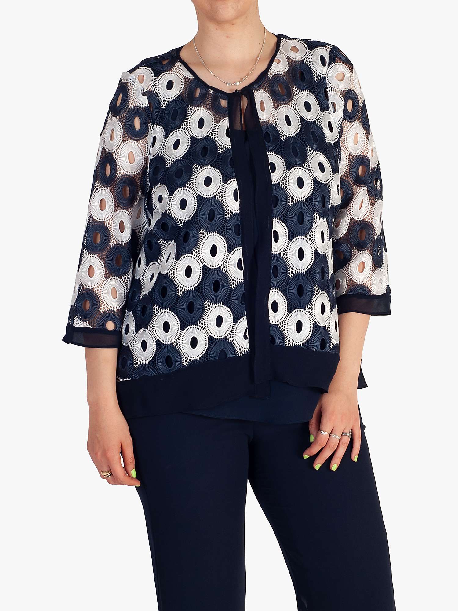 Buy chesca Circle Lace Jacket, Navy/Ivory Online at johnlewis.com
