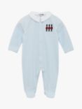 Trotters Lapinou Baby Hugo Organic Cotton Jersey Bodysuit, Pale Blue/White Stripe