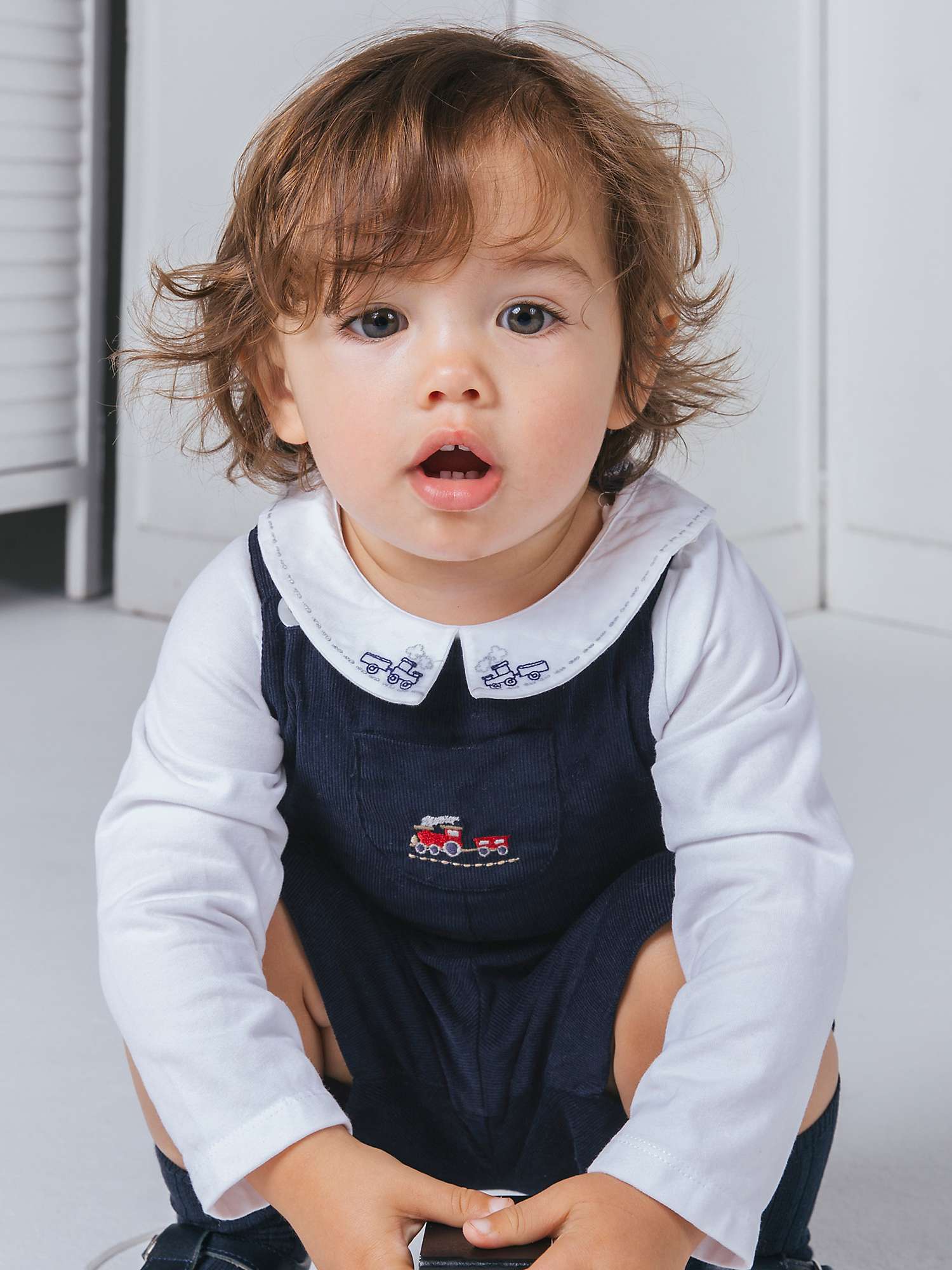 Buy Trotters Thomas Brown Baby Monty Train Jersey Bodysuit, White Online at johnlewis.com