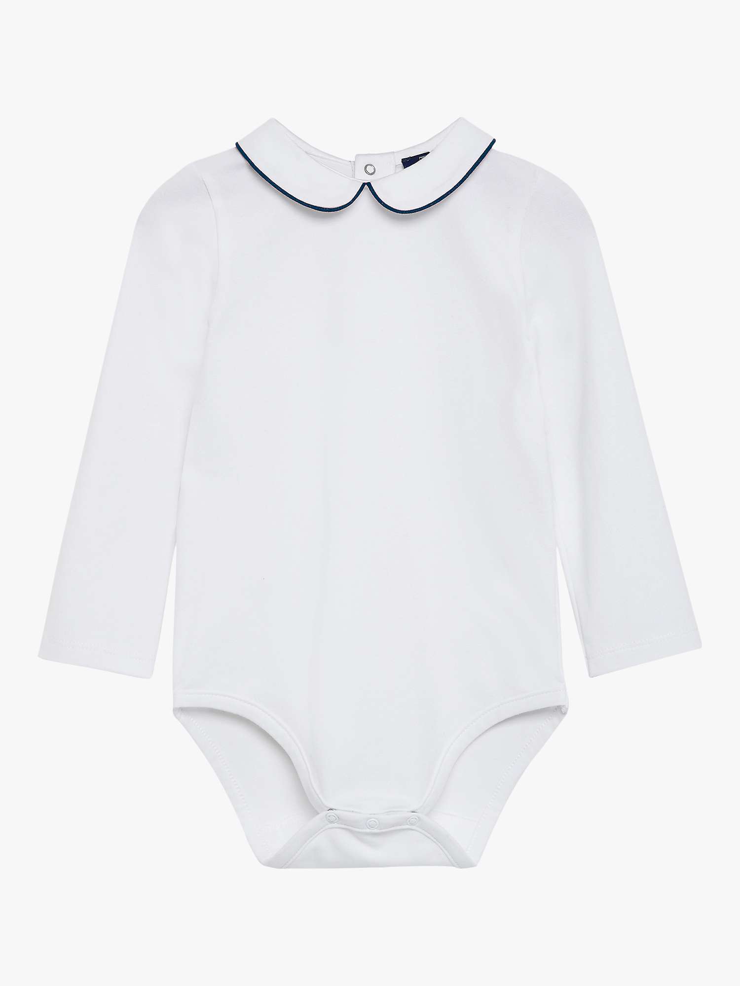 Buy Trotters Thomas Brown Baby Milo Jersey Bodysuit, White/Navy Online at johnlewis.com