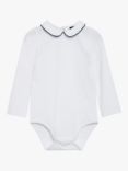 Trotters Thomas Brown Baby Milo Jersey Bodysuit, White/Navy