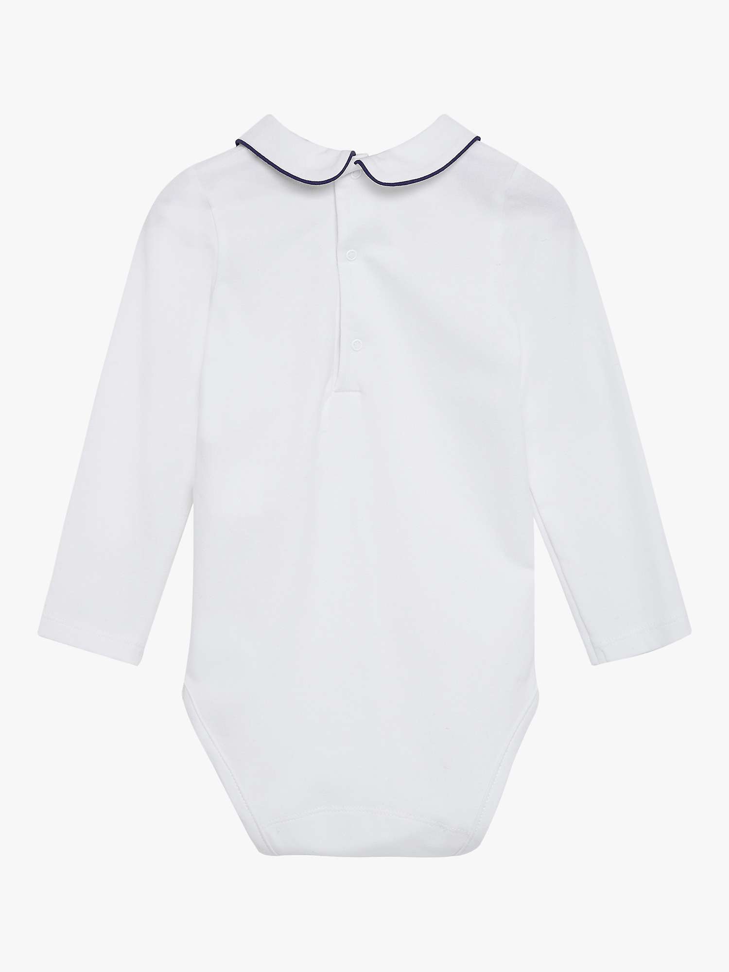 Buy Trotters Thomas Brown Baby Milo Jersey Bodysuit, White/Navy Online at johnlewis.com