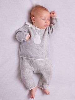 Trotters Lapinou Baby Bunny Cashmere Blend Jumper, Grey, Newborn