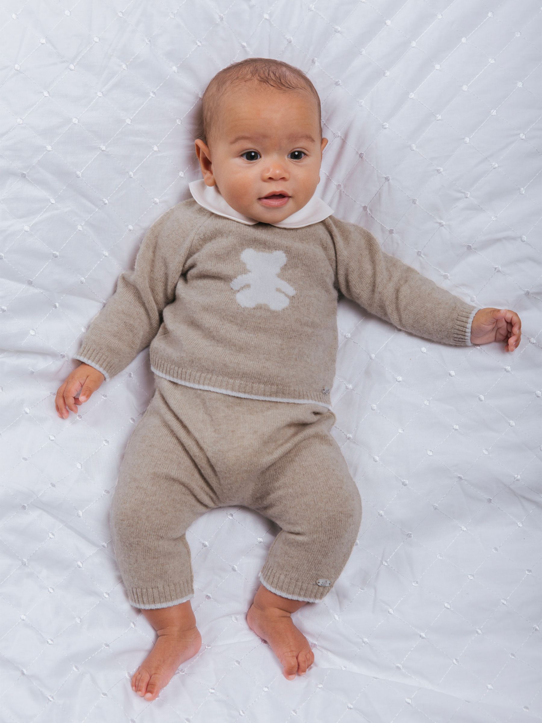 Trotters Lapinou Baby Teddy Cashmere Blend Jumper, Oatmeal at John Lewis &  Partners