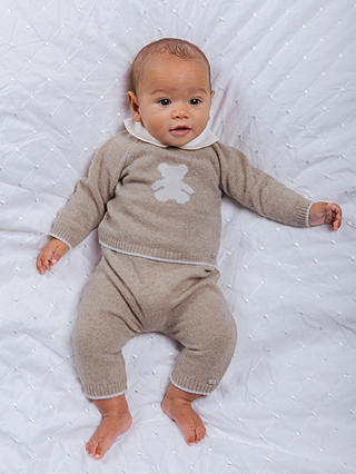 Trotters Lapinou Baby Teddy Cashmere Blend Jumper, Oatmeal