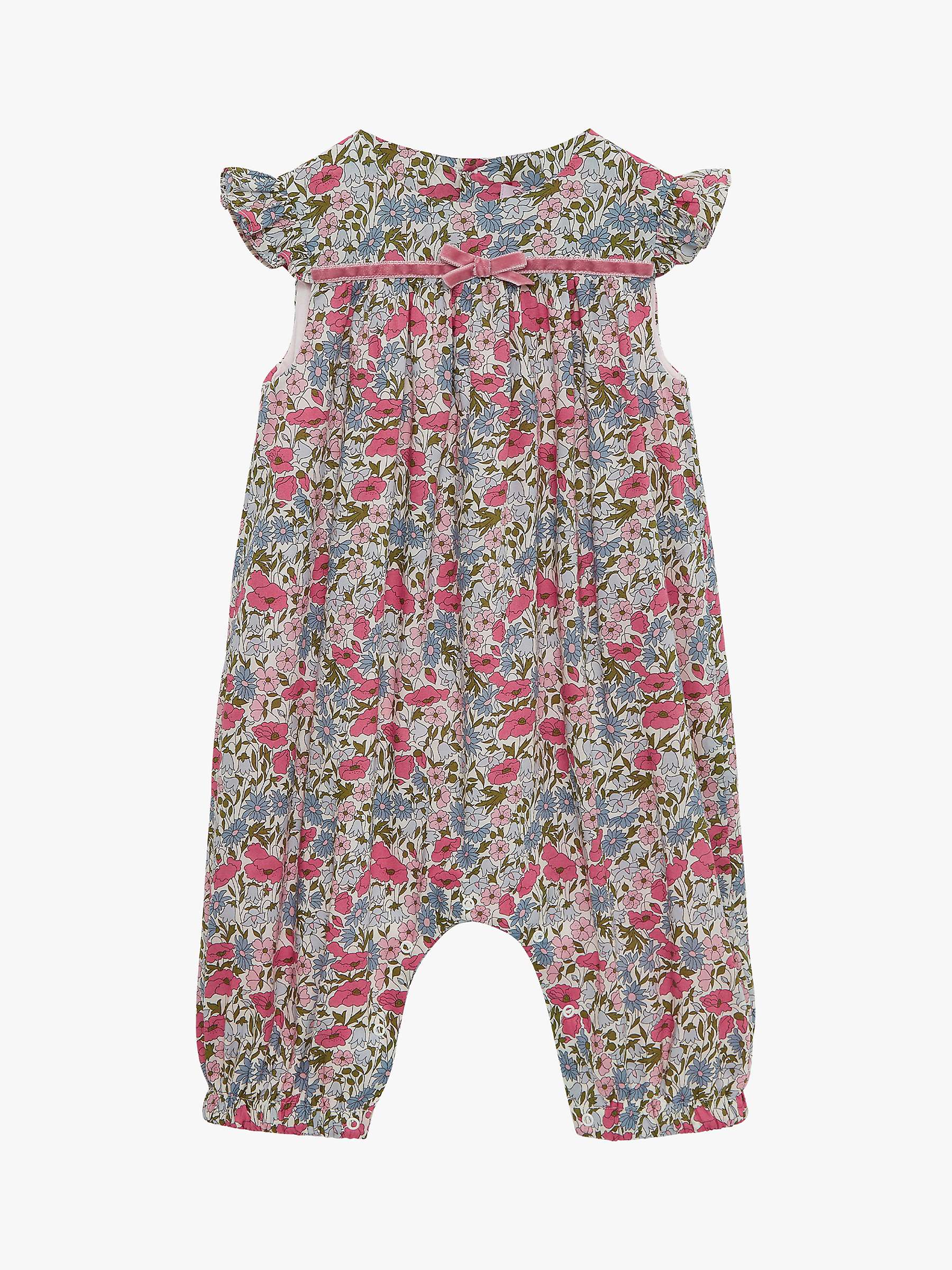 Buy Trotters Lily Rose Baby Poppy Print Romper, Pink/Multi Online at johnlewis.com