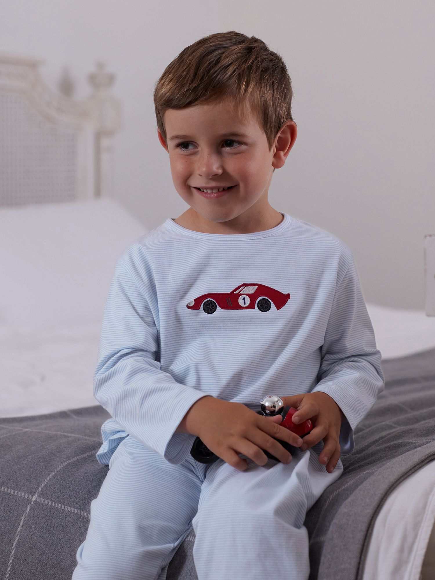 Trotters Original Pyjama Company Kids' Sebastian Organic Cotton Pyjamas,  Blue at John Lewis & Partners
