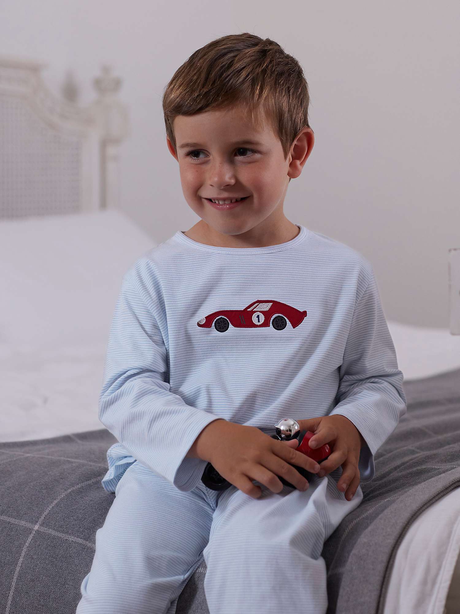 Buy Trotters Original Pyjama Company Kids' Sebastian Organic Cotton Pyjamas, Blue Online at johnlewis.com