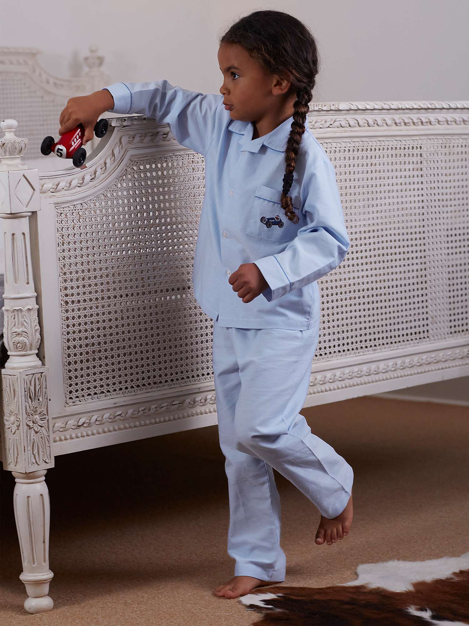 Buy Trotters Original Pyjama Company Kids' Henry Cotton Pyjamas, Pale Blue Chambray Online at johnlewis.com