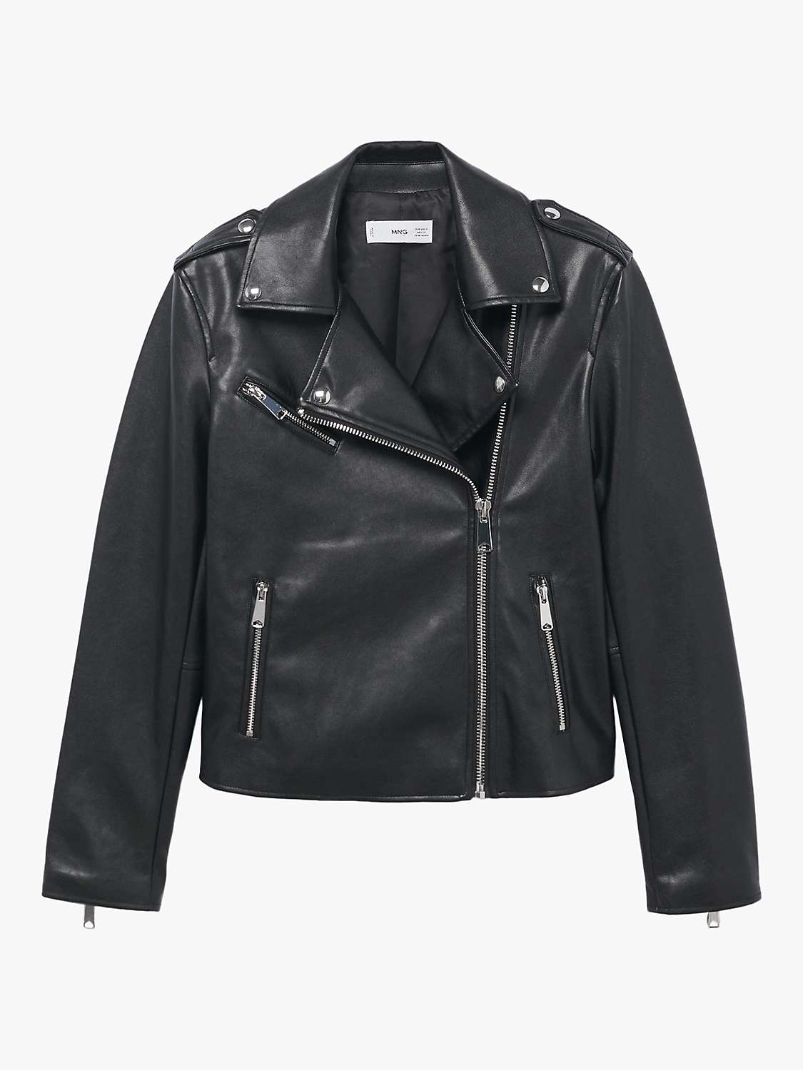 Buy Mango Liz Faux Leather Biker Jacket, Black Online at johnlewis.com