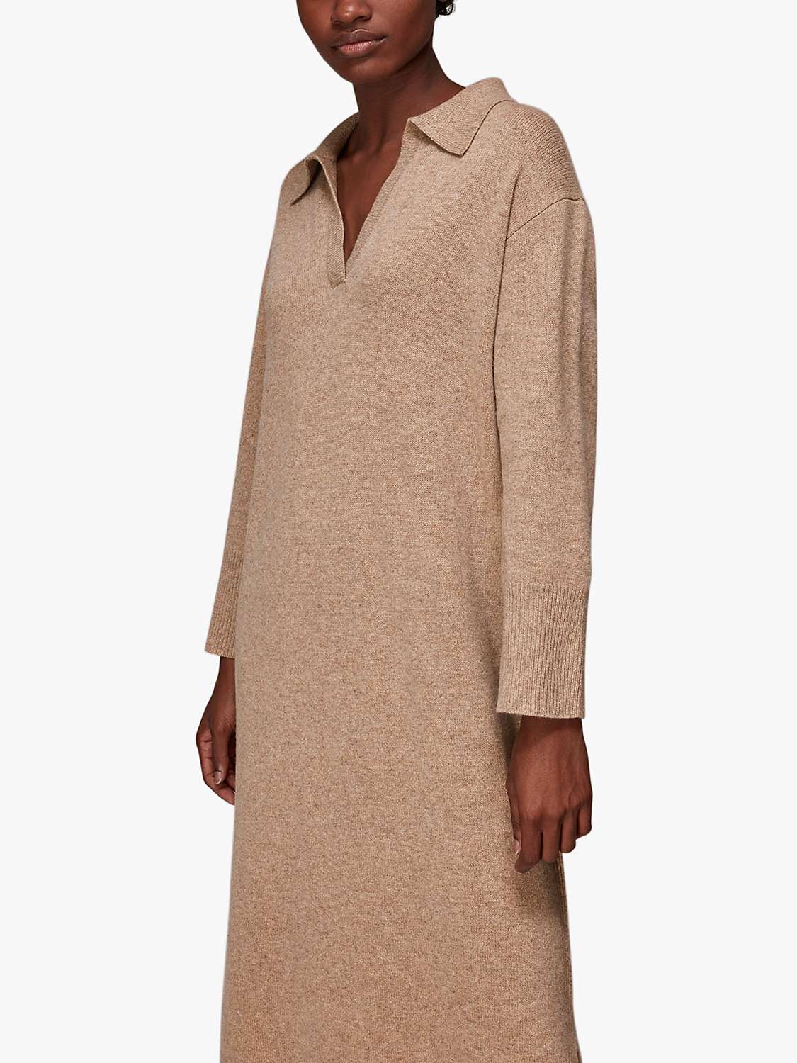 Buy Whistles Wool Blend Collar Knitted Midi Dress Online at johnlewis.com