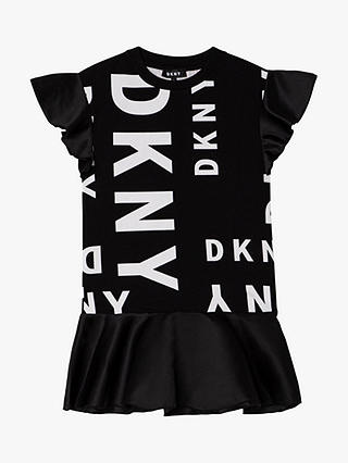 DKNY Kids' Short Sleeve Logo Dress, Black
