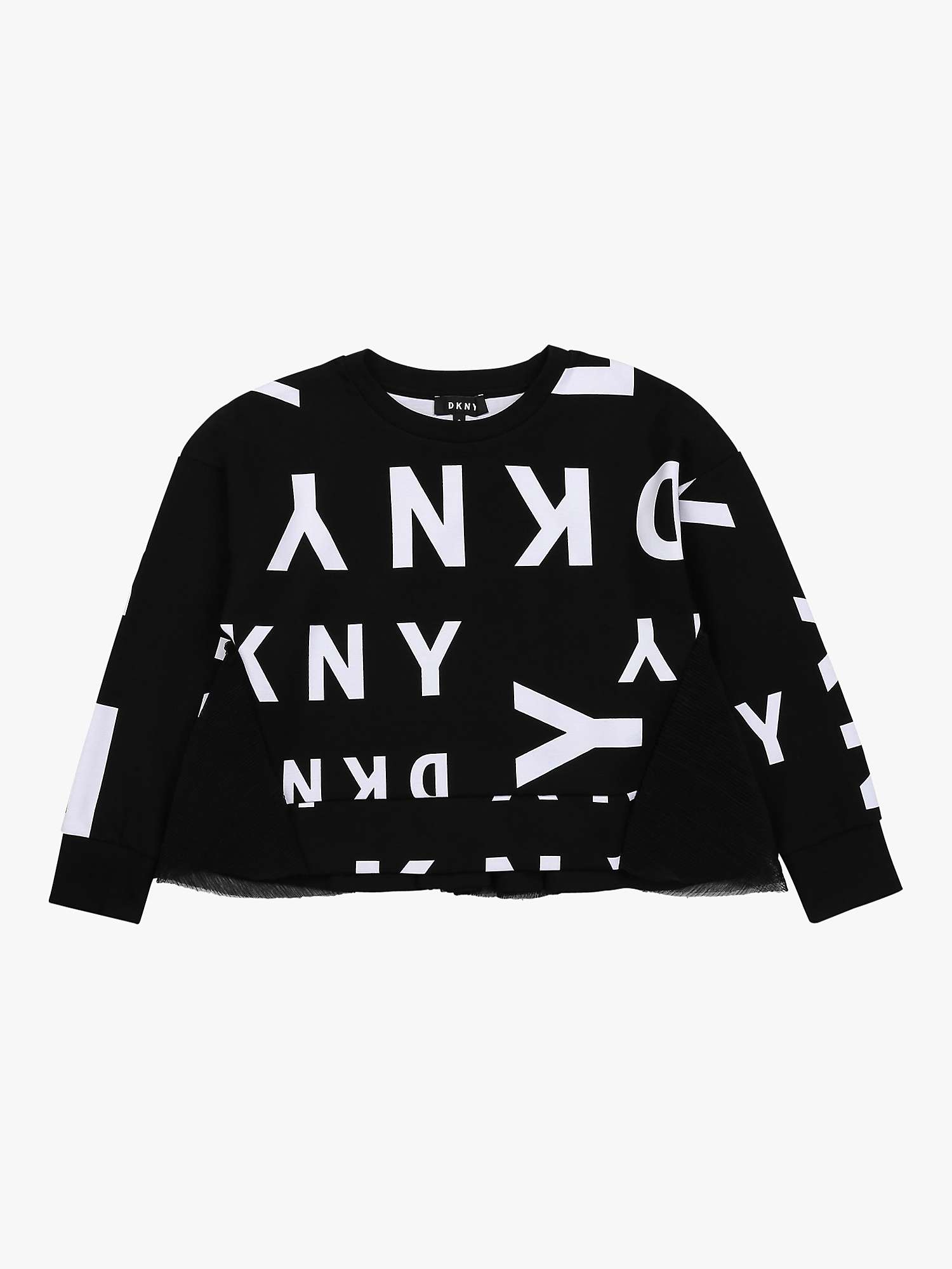 Buy DKNY Kids' Logo Tulle Frill Sweatshirt, Black Online at johnlewis.com