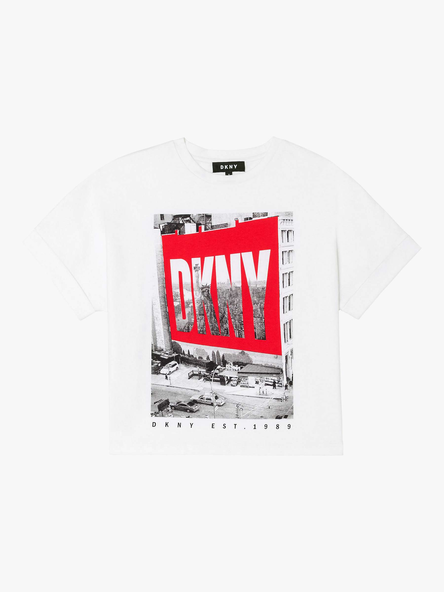 Buy DKNY Organic Cotton Mini Me Illustration T-Shirt, White Online at johnlewis.com